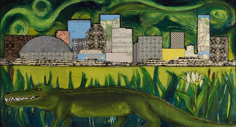 Walking to New Orleans by Nancy Wolfe Kimberly | The original was made with acrylic paint, gesso, molding paste, paper, leveling gel and varnish on w Walking to New Orleans
